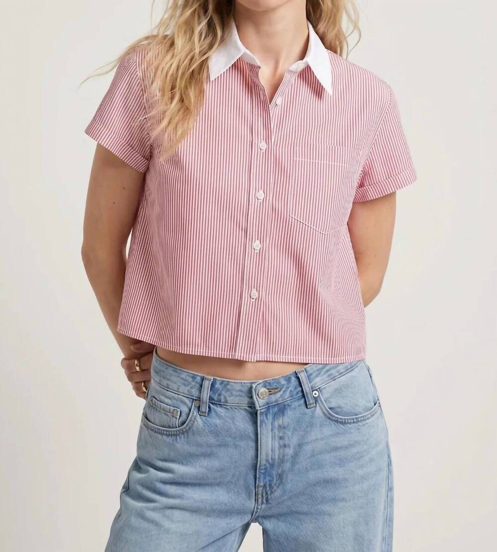 NEW THE SHIRT the boxy short sleeve shirt in red/white